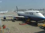 United Airlines, B747-472, N174AU auf dem Flughafen von Hong kong.