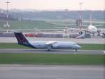 Brussels Airlines, BAe 146-200, OO-DWC auf dem Hamburger Flughafen. Aufgenommen am 11.04.10.